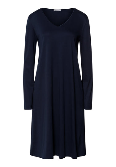 Cotton Silk V-Neck Cotton Nightgown | Deep Navy 74815-1610